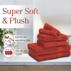 Ambra Linens 500 Gsm Highly Absorbent Towels Set 100% Cotton Soft & Plush All Seasons Use Large Everyday Use Durable Face, Bath & Hand Towels (6 Pieces Rust)