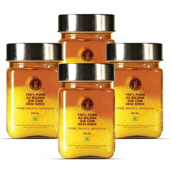 Premium A2 Bilona Gir Cow Desi Ghee By Gir Amritphal | Good Source Of Healthy Desi Cow Ghee For Body Joint Pain | 1.2Litre (300ml * 4) 40.5 Ounce | Container Jar