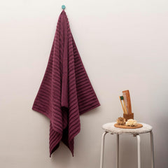 Vilasiya 100% Cotton Elace Ribbed Style Bath Towel 600 Gsm | Zero Twist Yarn Luxurious Soft, Extra Absorbent & Plushy (Purple)
