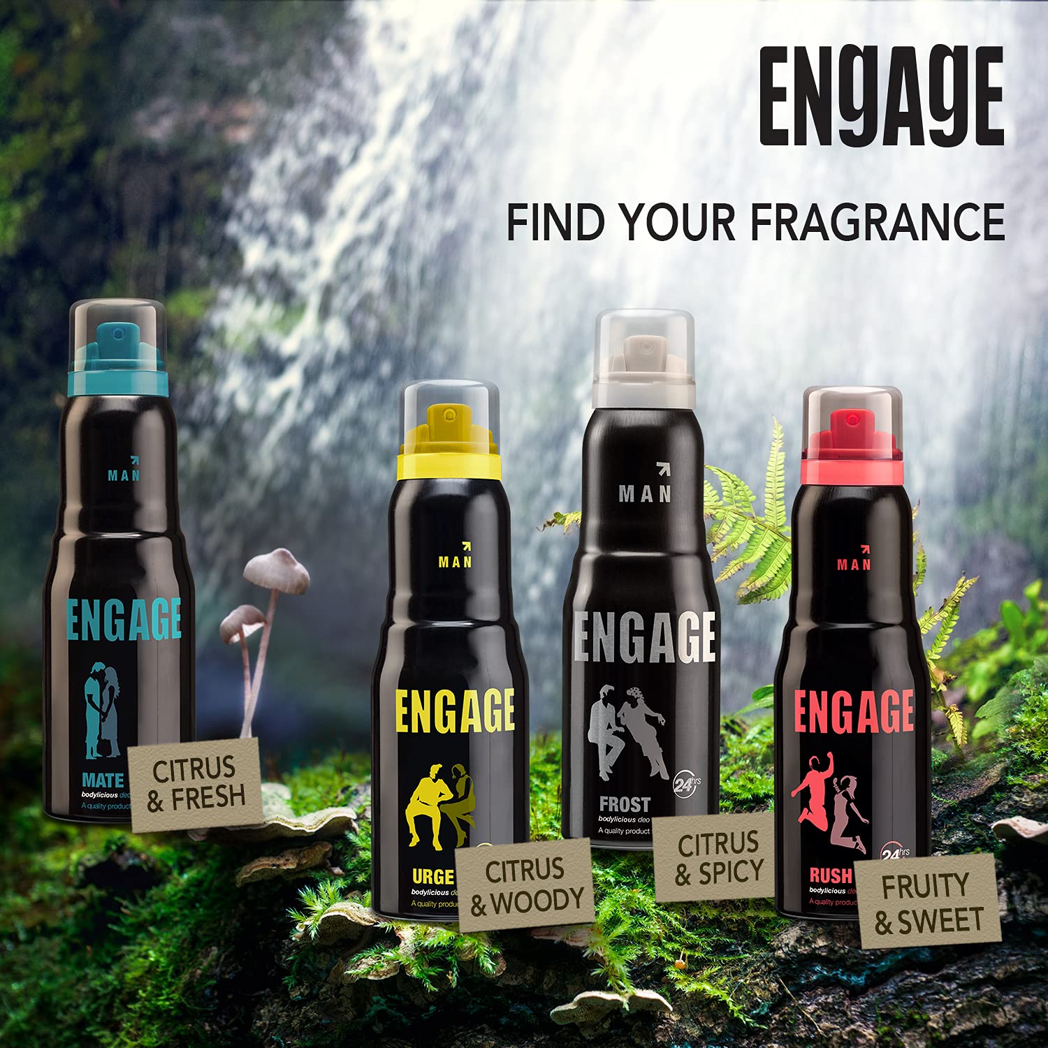 Engage Mate Deodorant For Men Citrus And Fresh Skin Friendly | 150ml 5 Fl.oz. | Ideal For Men