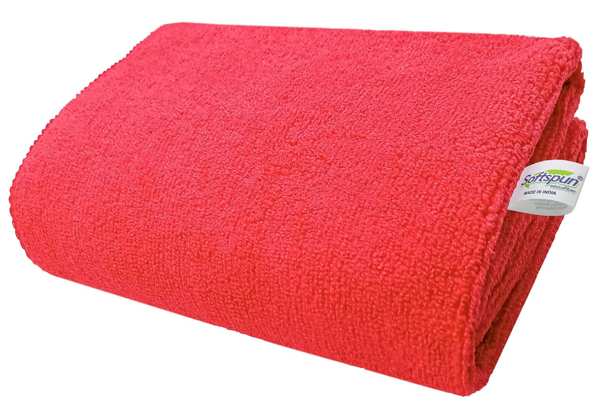 Softspun Microfiber Bath & Hair Care Towel 360 Gsm | Ultra Absorbent Super Soft & Comfortable Quick Drying For Men & Women Daily Use Extra Large Size Towel (Red)