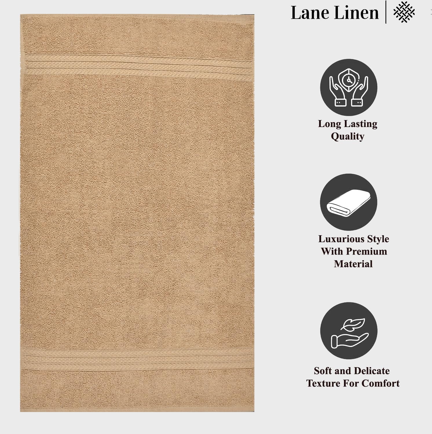 Fresh From Loom Luxury Fur Collection Hand Towel 500 Gsm Napkins Cotton High Absorbency Double Stitched Size (Beige) - Set Of 4
