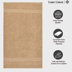 Fresh From Loom Luxury Fur Collection Hand Towel 500 Gsm Napkins Cotton High Absorbency Double Stitched Size (Beige) - Set Of 2