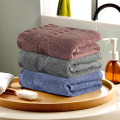 Kuber Industries Cotton Hand/Face Towels For Men & Women 600 Gsm | Easily Washable Workout Gym Napkins For Men - Dark Blue-Grey & Brown (Pack Of 3)