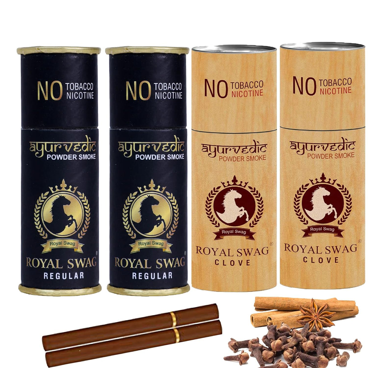 Royal Swag Ayurvedic Herbal Cigarettes 100% Tobacco & Nicotine Free Regular, Clove Flavour (10 Sticks Each) Smoking Cessation - | (Pack Of 20) Visit The Royal Swag Store