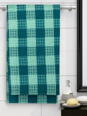 Athom Living Premium Cotton Light Weight Quick-Dry High Absorbent Cotton Bath Towel 250 Gsm, | Green Checks