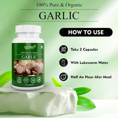 Nutridig's Garlic Extract Capsules, For Manage Cholesterol Level, Healthy Heart, Immunity & General Wellness | 90 Capsules 100gm 0.2lbs