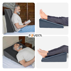 Wedge Pillow Memory Foam For Back Support, Velvet Dark Grey, Large Size - 7 Inch | Wedge Cushion, Acid Reflux, Snoring, Gerd, Leg Elevation, Pregnancy | Multipurpose Bed Wedge Pillow