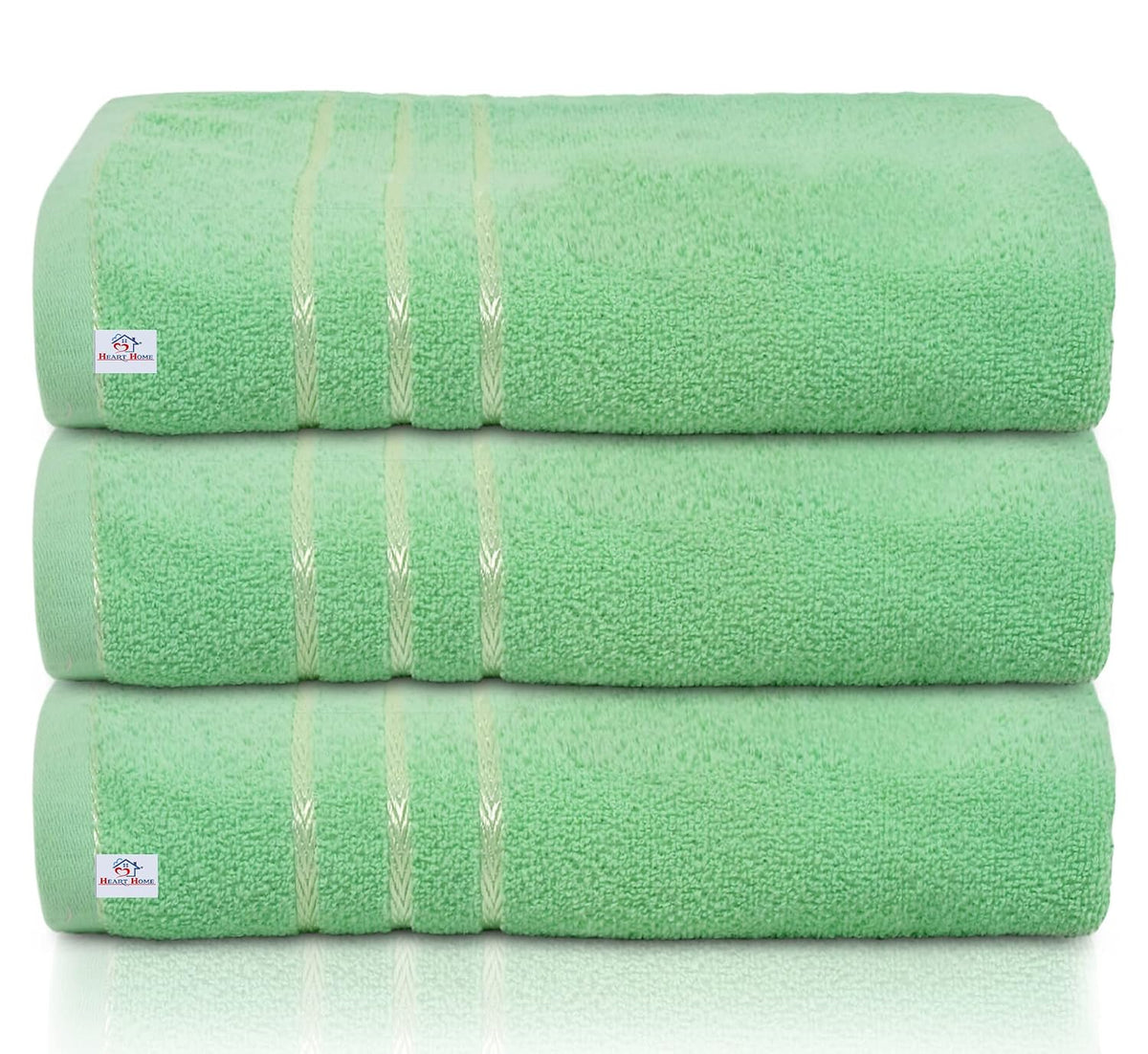 Kuber Industries Premium Bath Towel 1500 Gsm | Super Soft, Fluffy & Absorbent Cotton Bath Towel Perfect For Daily Use (Green) - Pack Of 3