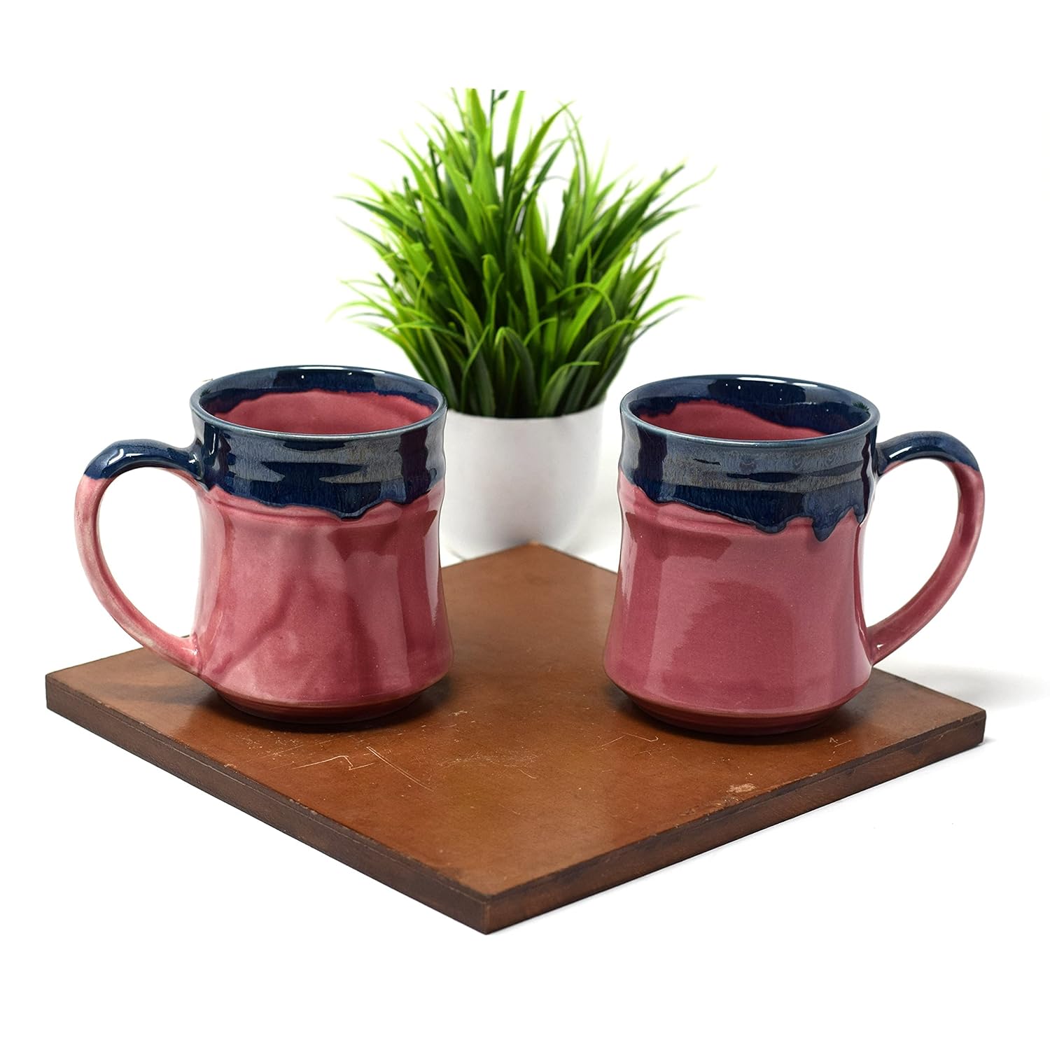 Handcrafted Bubblegum Pink Ceramic Coffee Mug Set Of 2 - 300ml Each | Ceramic Mugs For Coffee, Tea, Milk - Microwave Safe & Dishwasher Safe
