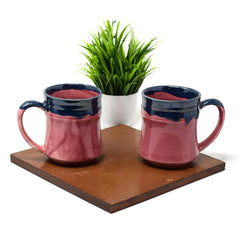 Handcrafted Bubblegum Pink Ceramic Coffee Mug Set Of 2 - 300ml Each | Ceramic Mugs For Coffee, Tea, Milk - Microwave Safe & Dishwasher Safe