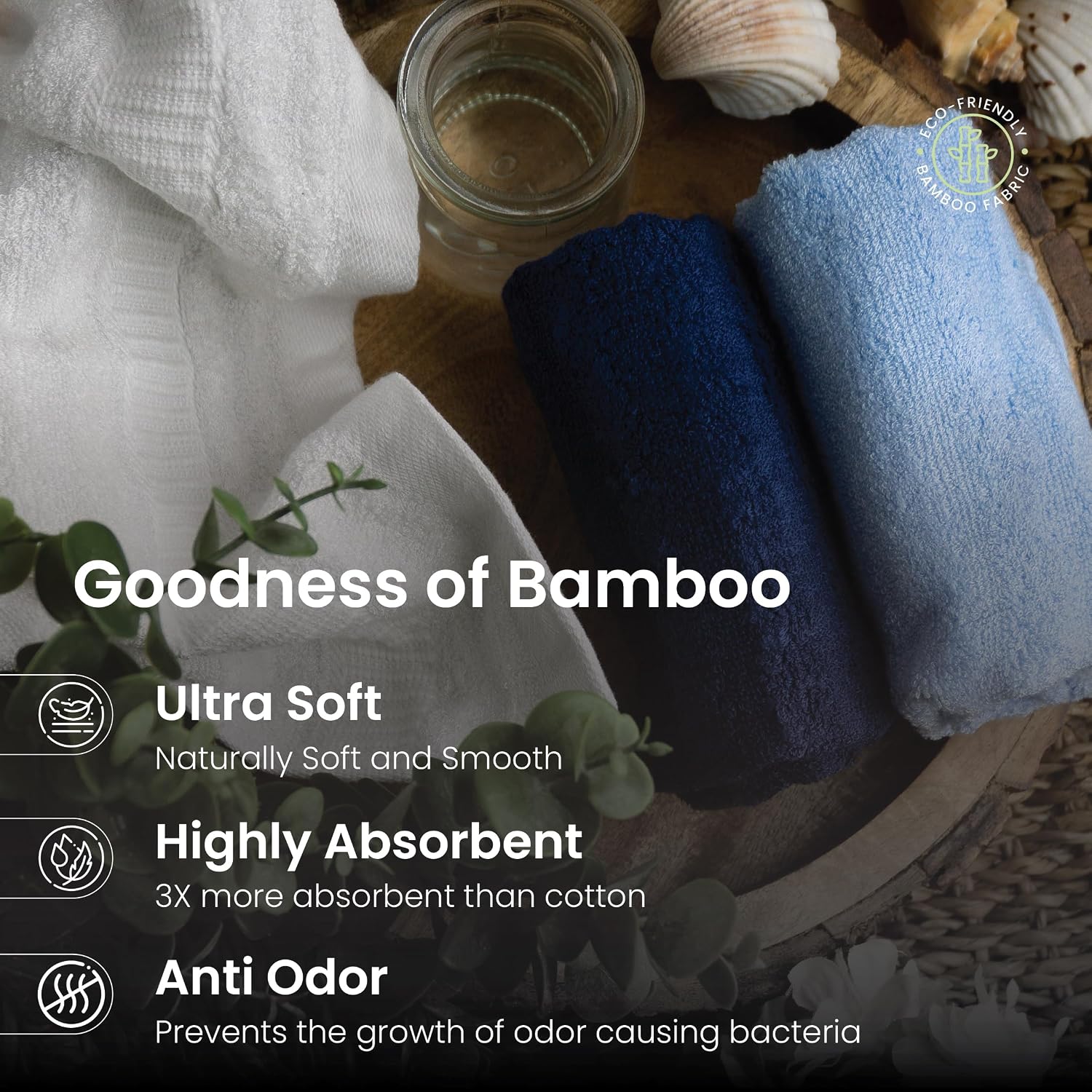 Mush 100% Bamboo Face Towel 500 Gsm | Ultra Soft, Absorbent, & Quick Dry Towels For Facewash, Gym, Travel | Suitable For Sensitive/Acne Prone Skin | Pack Of 3