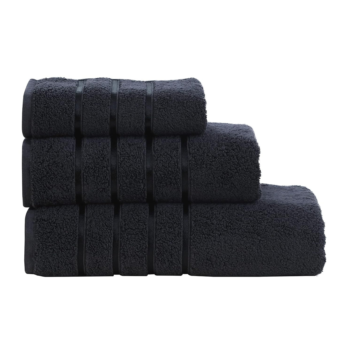 Spread Spain Roman Face, Hand & Bath Large Towel 600gsm | Super Soft & Comfortable, Extra Absorbent Cotton Towels For Face, Body & Gym- Black (Set Of 3)