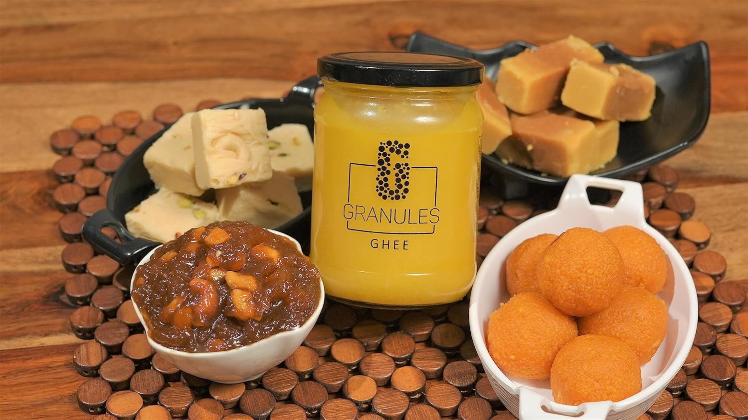 Premium Natural Cow Ghee By Granules | Healthy & Flavorful Nutrients Pure Cow Desi Ghee Good For Pooja | 1 Litre (500ml * 2) 33.8 Ounce | Jar Pack