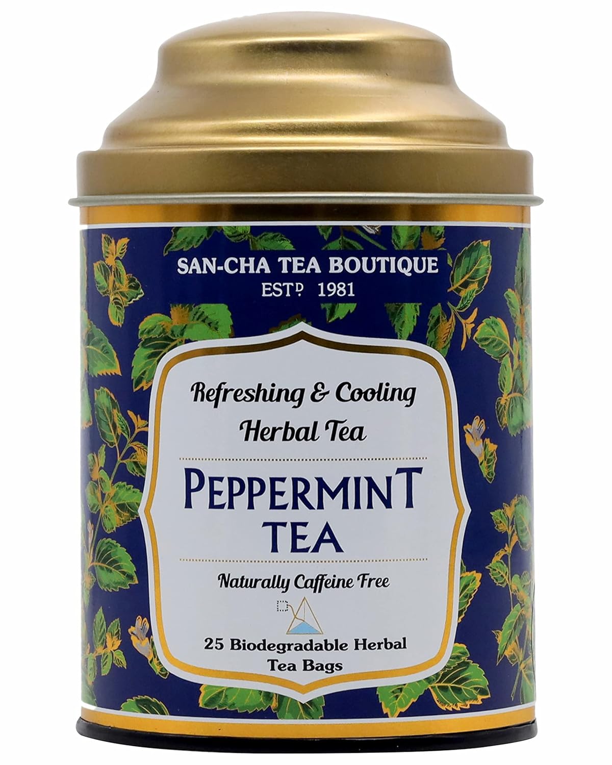 San-Cha Peppermint Herbal Tea - 25 Biodegradable Herbal Tea Bags | Refreshing & Cooling Herbal Tea - Caffeine Free, Environment Friendly