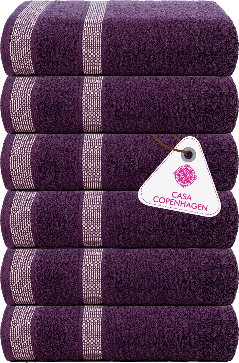 Casa Copenhagen Egyptian Cotton Solitaire Hand Towel 740 Gsm (Dark Purple)- Pack Of 6
