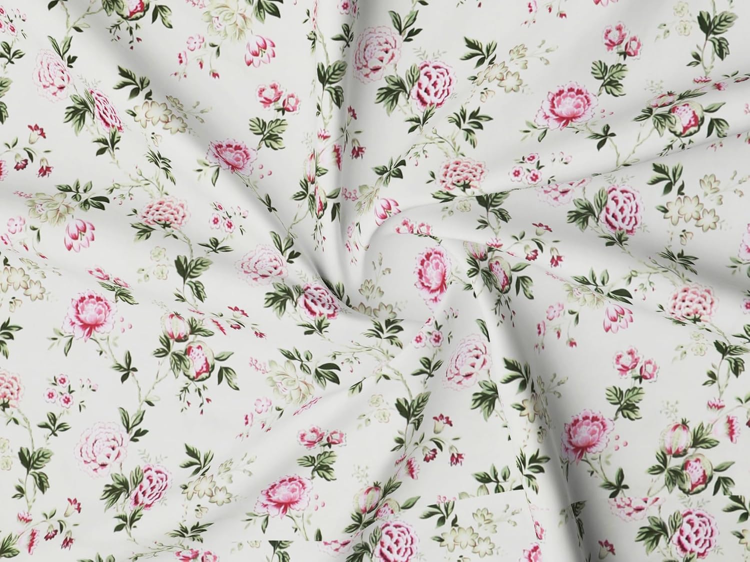 Super Soft Cotton Feel Bedsheet For Double Bed King Size With 2 Pillow Covers | 100 X 108 Inches, Off White & Pink | Perfect For All Season Comfort