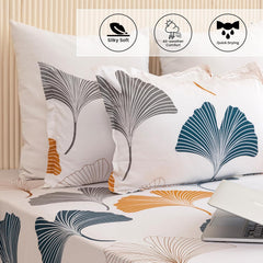 Soft Bedsheets For Queen Size With Two Pillow Cover - 90 X 100 Inches, White & Mustard | Lightweight, Soft, Skin Friendly - Durable Bedsheets For Everyday Comfort