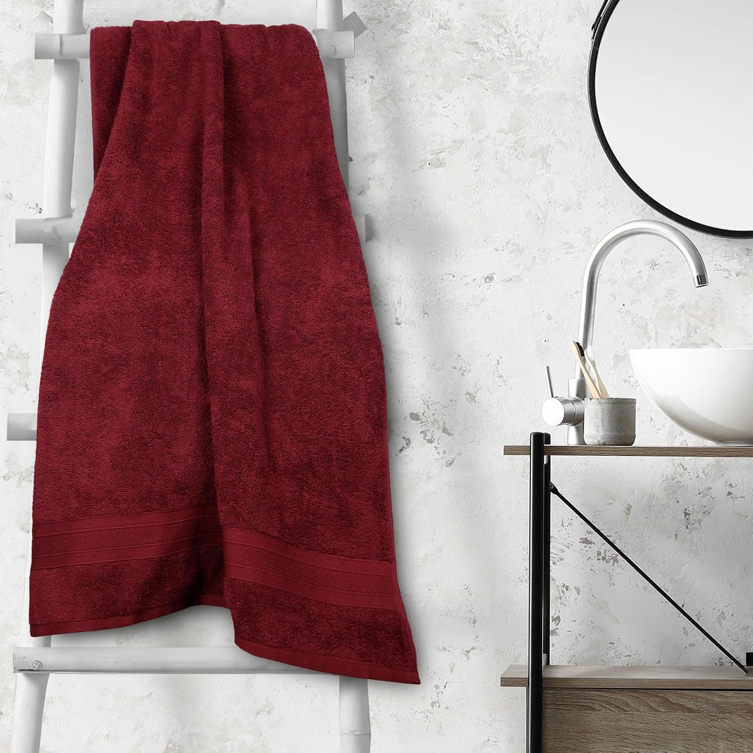 Trident Soft Comfort Air Rich 100% Cotton Bath Towels 500 Gsm | Large Size Bathroom Towels For Men/Women (Red Wine)