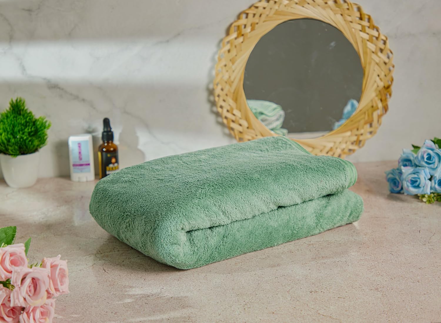 Fezora Microfiber Bath Towels 290 Gsm | Soft Coral Fleece Towel With Extra Soft Plush & Quick Dry Large Size Towels Hook Quick Dry Super Absorbent-Bath Towel (Firogi)