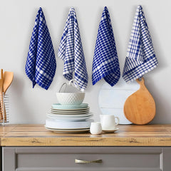 Texstyle Kitchen Cleaning Towel 400 Gsm | Soft & Absorbent Hand Towel For Kitchen Cleaning & Quick Drying Of Plates & Glasses (Blue) - Set Of 4