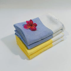 Indihaus Bamboo Hand Towels 300 Gsm | Super Soft & Absorbant (Blue & Yellow)- Pack Of 4