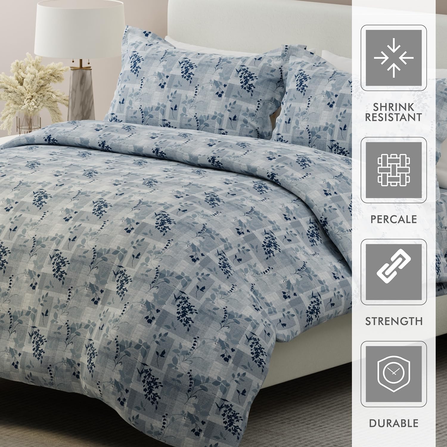 100% Cotton Bedsheet Set For Double Bed - 108 X 108 Inches, Grey | 1 Double Bed Sheet & 2 Pillow Covers - Gift For Weddings Or Birthdays King Size