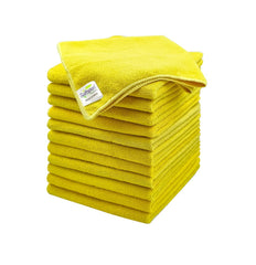 Softspun Microfiber Cleaning Cloths 1250 Gsm | Highly Absorbent, Lint & Streak Free, Multi -Purpose Wash Cloth For Kitchen, Car, Window, Stainless Steel (12 Pcs)- Yellow