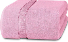 Tiqh 100% Cotton Bath Towel 600 Gsm | Highly Absorbent & Quick Dry Extra Large Bath Towel (Pink)