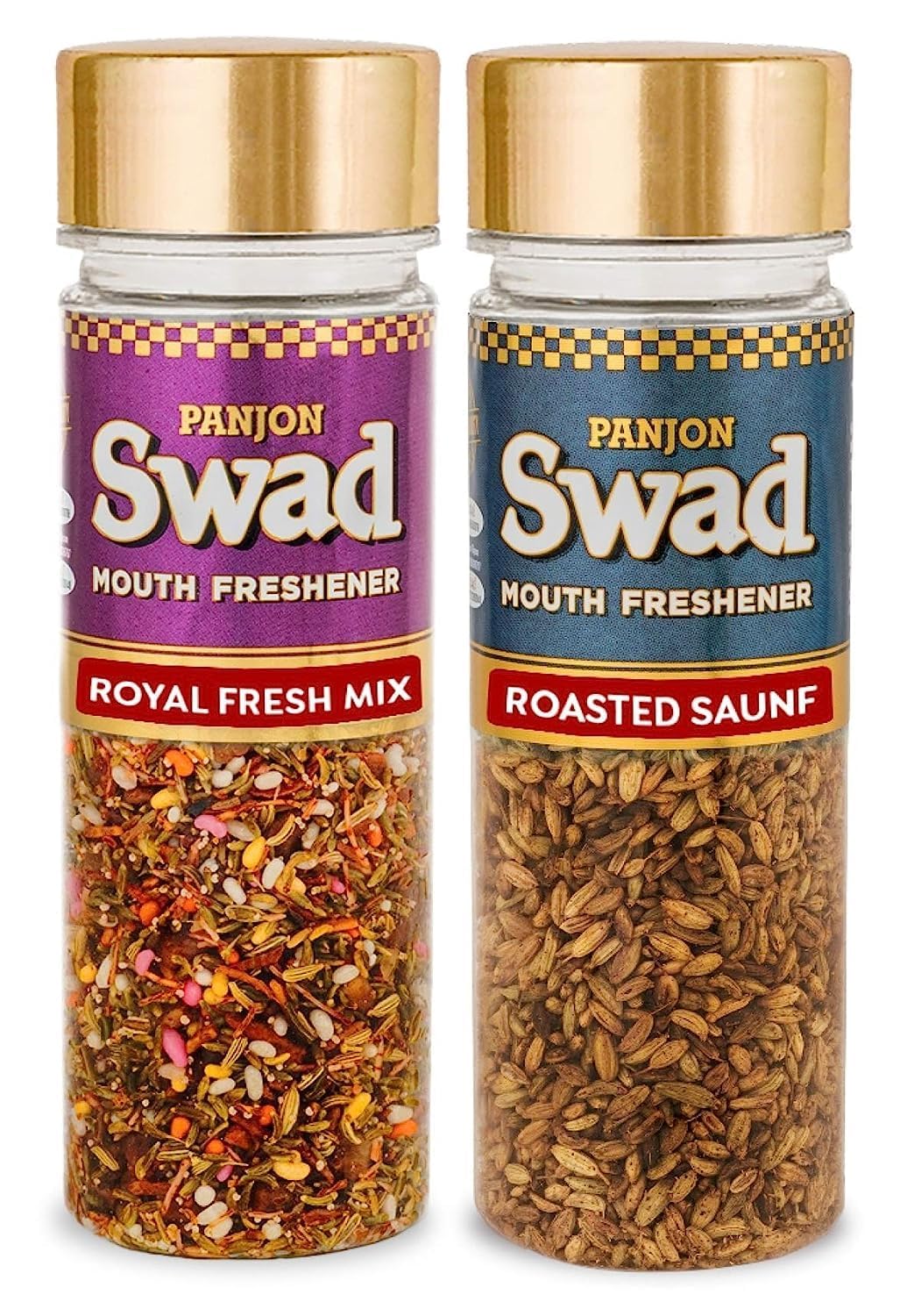 Panjon Swad Royal Fresh Mix & Roasted Saunf Mouth Fresheners 200gm, (100gm *2 Bottles)