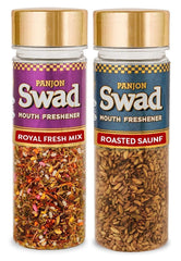 Panjon Swad Royal Fresh Mix & Roasted Saunf Mouth Fresheners 200gm, (100gm *2 Bottles)