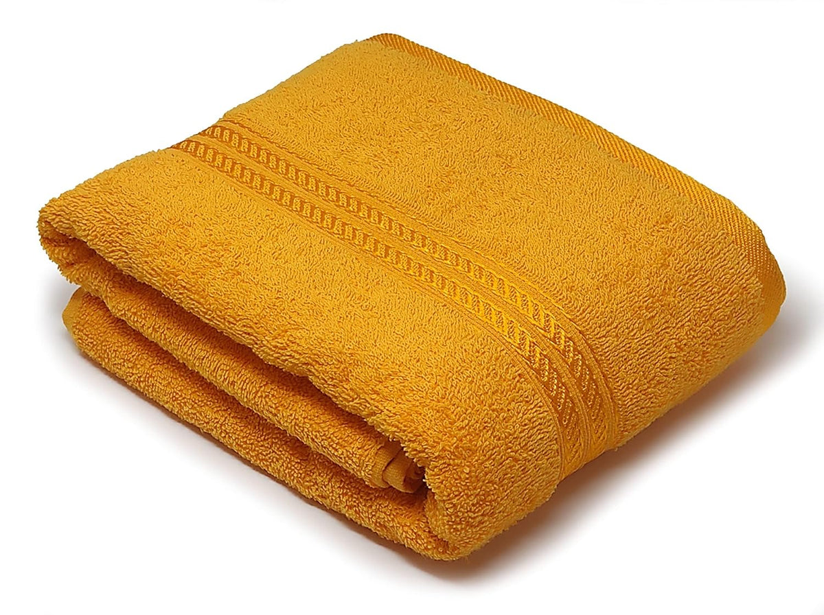 Lukzer Soft 100% Cotton Light Weight Super Absorbant Bath Towel 600 Gsm (Yellow)