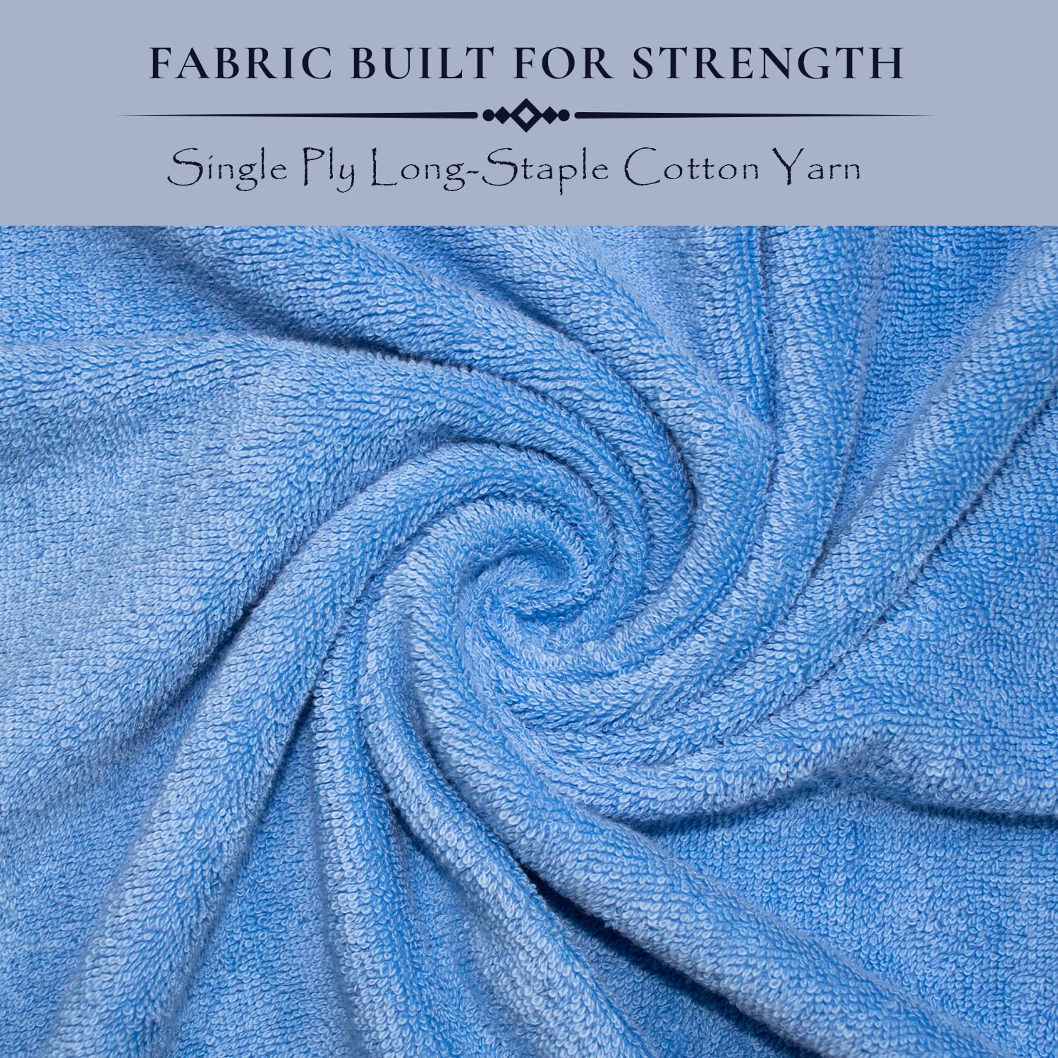 Rangoli 100% Cotton Fibre 1 Bath & 2 Hand Towel 900 Gsm | Highly Durable & Absorbent Towel | Skin-Friendly & Quick Drying Luxury Towels (Sky Blue) - Pack Of 3