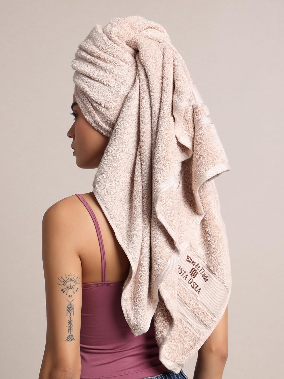 Osia Osia Bamboo Silk Bath Towels 600 Gsm | Extra Soft Plush & Quick Dry High Absorbency With Large Size Towels (Pearl Dust Ivory)