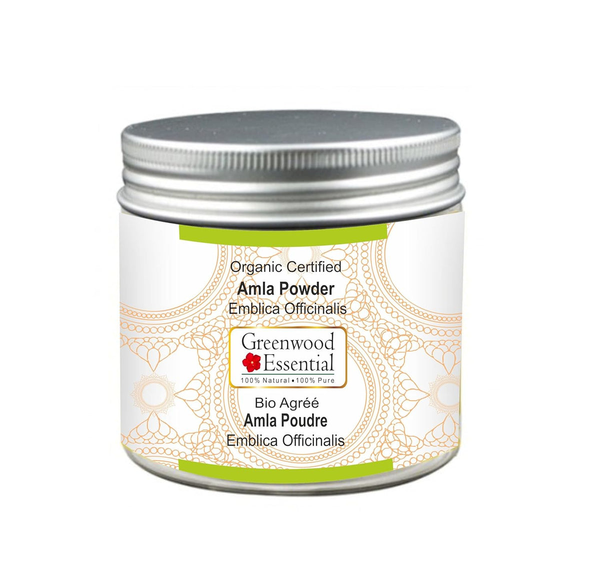 Greenwood Essential Pure Amla Powder (Indian Gooseberry) Emblica Officinalis Organic Certified 100% Natural Therapeutic Grade | 100gm 0.2lbs