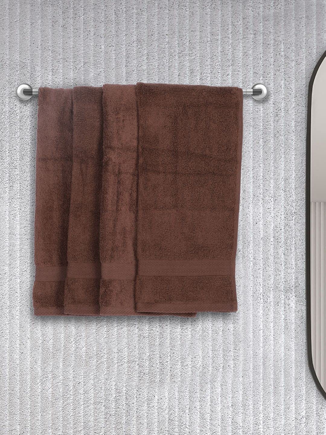 Bianca Ultra Soft Zero Twist 100% Cotton Towel Hand Towel 480 Gsm | Super Absorbent, Fluffy, Aerocore Organic Technology - For Men, Women, Gym, Kitchen (Chocolate)- Pack Of 4