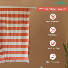 Madake Bamboo Ultra Soft & Thin Turkish Towel 454 Gsm | Quick Dry, Super Absorbent | Extra Large Bath Towel For Men & Women (Cotton Candy)