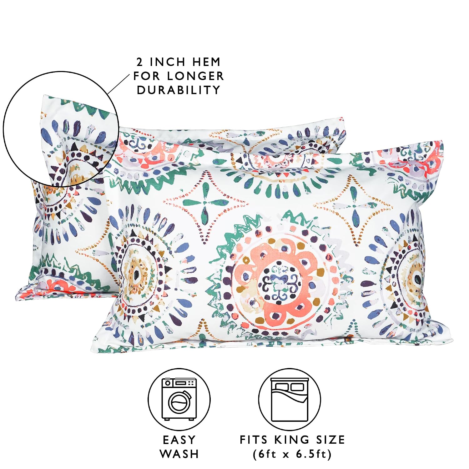 Fitted Bedsheets King Size With 2 Pillow Cover - 72 X 78 Inches, Multicolor | All Around Elastic Bedsheet - Crafted From Soft, Breathable Fabric
