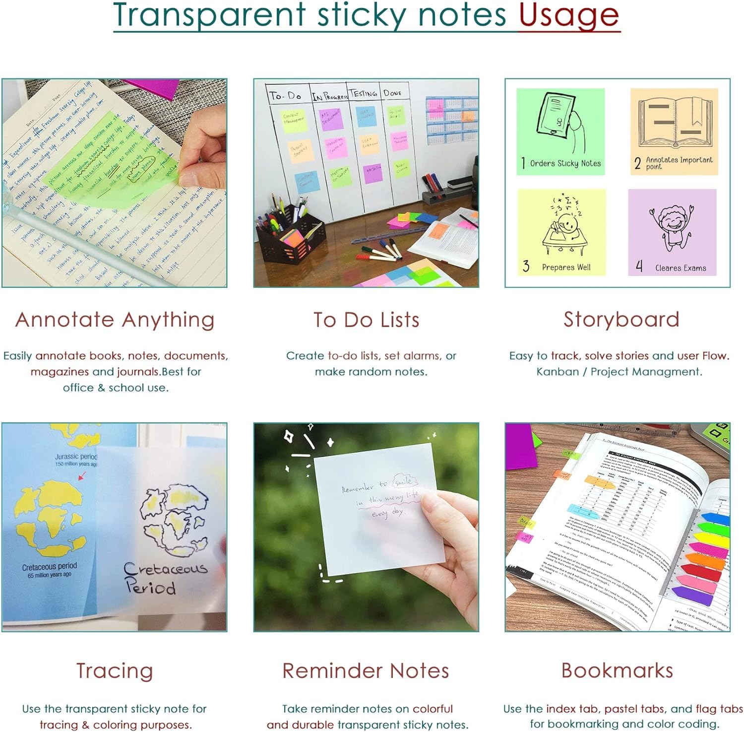 Transparent Self-Adhesive Sticky Notes, Waterproof & Writable, Yellow - 3 X 3 Inch, 100 Pcs