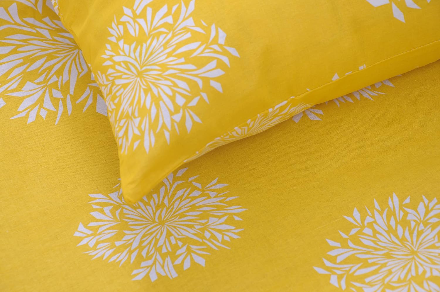 Flat Bedsheet For Double Bed With 2 Pillow Covers - 88 X 96 Inches, Yellow | Comfort Fabric Bedsheet Home, Hotel & Guest House