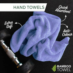 Heelium Bamboo Hand Towel 800 Gsm | Ultra Absorbent & Anti-Bacterial 3x Softer Than Cotton Towels | Pack Of 3 - Iris
