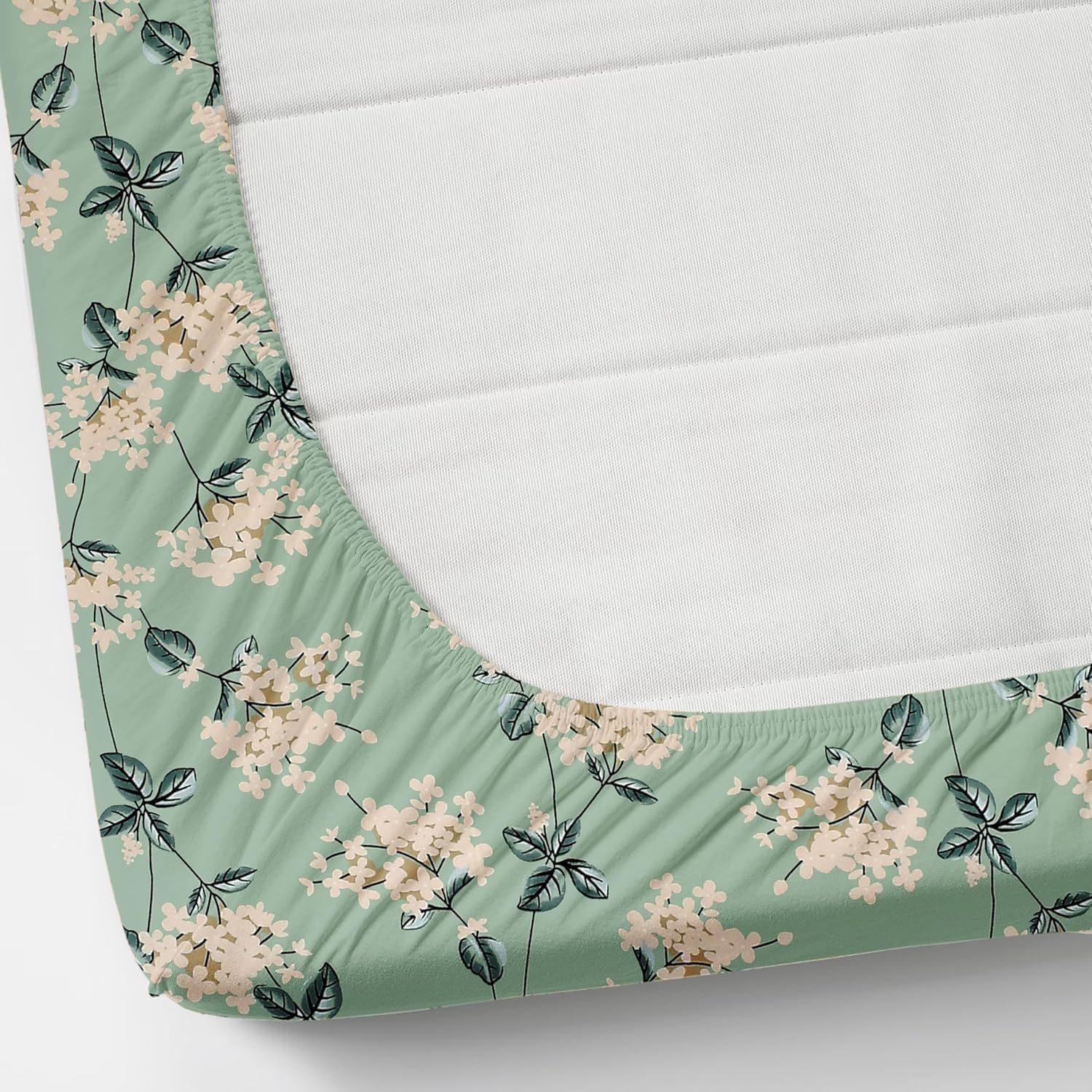 Elastic Fitted Double Bedsheets For King Size With 2 Pillow Covers - 72 X 78 X 10 Inches, Pista Green | Premium Heavy Cotton All Around Elastic Fitted | Ideal For Hotel, Home, Bedroom