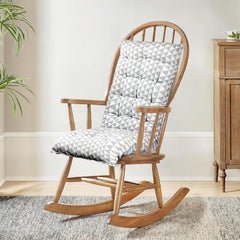 Extra Long Chair Cushion For Comfortable Sitting, Triangle Printed, Grey - 18 X 48 Inch | Rocking Chairs For Indoor & Outdoor | Cushion For Home, Office | Back Rest Support Cushion With Ties