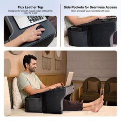 Lap Desk Pillow, Height Adjustable, Soft & Comfortable Armrest, Easy To Store, Black | For Working On Laptop, Reading & Gaming | Work From Home Pillow | Perfect For Using On Bed, Sofa & Floor
