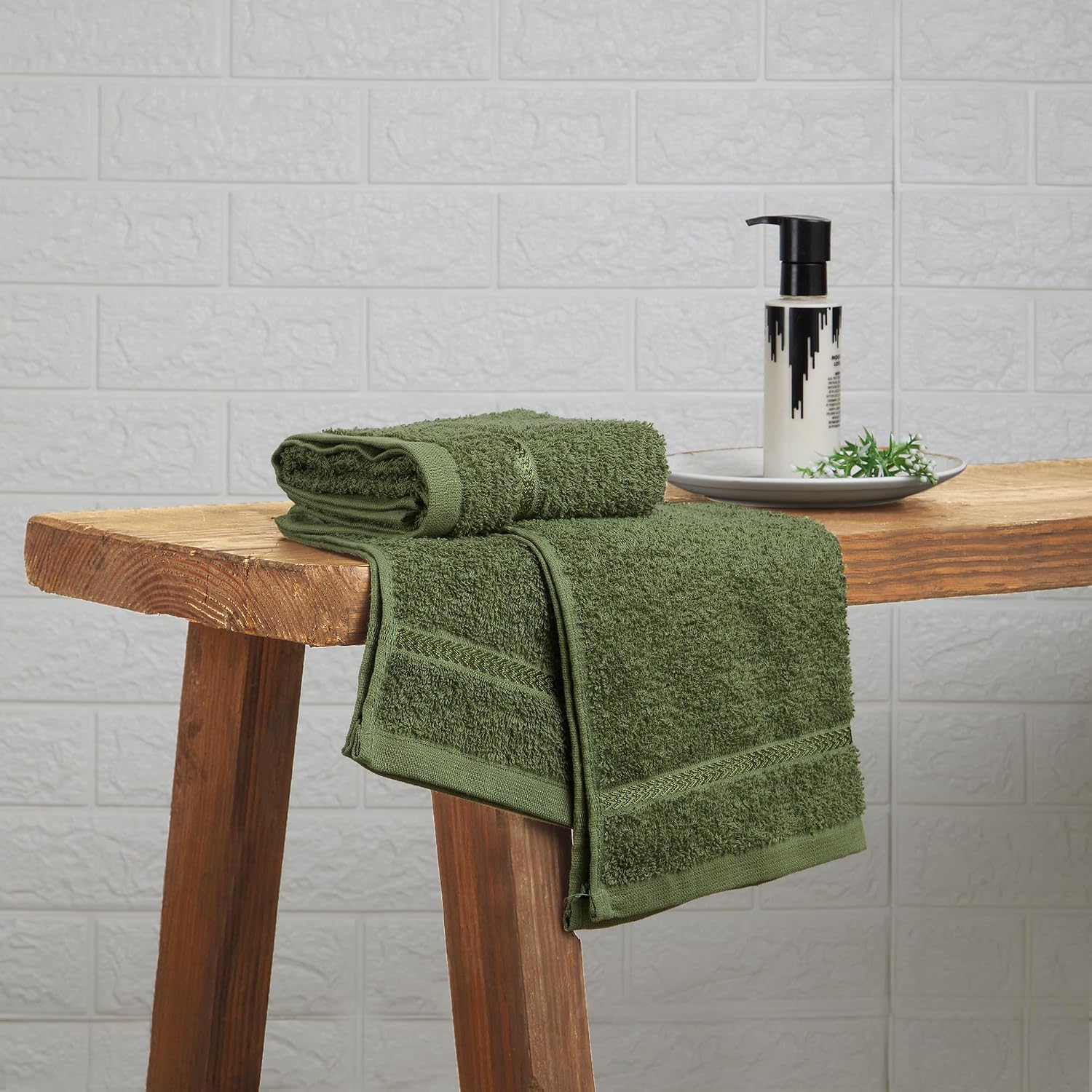 Welspun 100% Cotton Easy Care Hand Towel 400 Gsm | Quick Dry Ultra Soft Hand Towel For Men & Women (Green) - Ste Of 2