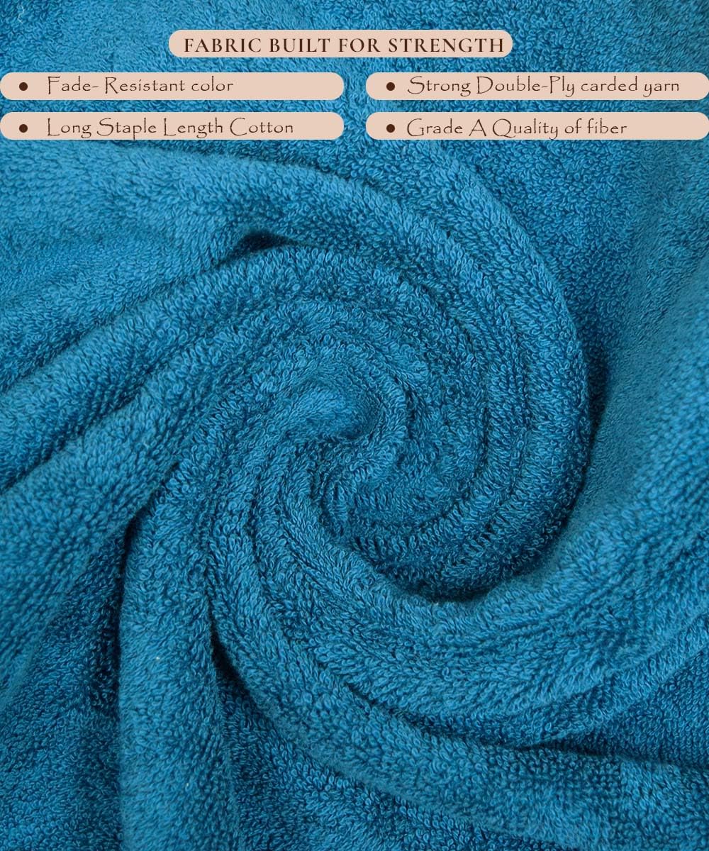 Rangoli Soft Absorbent Durable Towels Earthly Egyption Cotton Plush Luxurious Large Size Bath Towel 1000 Gsm (Turquoise Blue)- Pack Of 2