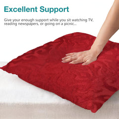 Microfiber Square Pillow Cushion For Sofa & Bed, Maroon - 24 X 24 Inch | Soft, Fluffy For Comfort & Back Support | Breathable, Washable | Premium Velvet Outer Cover With Zip - Set Of 5