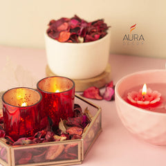 ROSE FLOATING TEALIGHT CANDLES | CANDLE HOLDER | AROMATHERAPY AROMA GIFT SET
