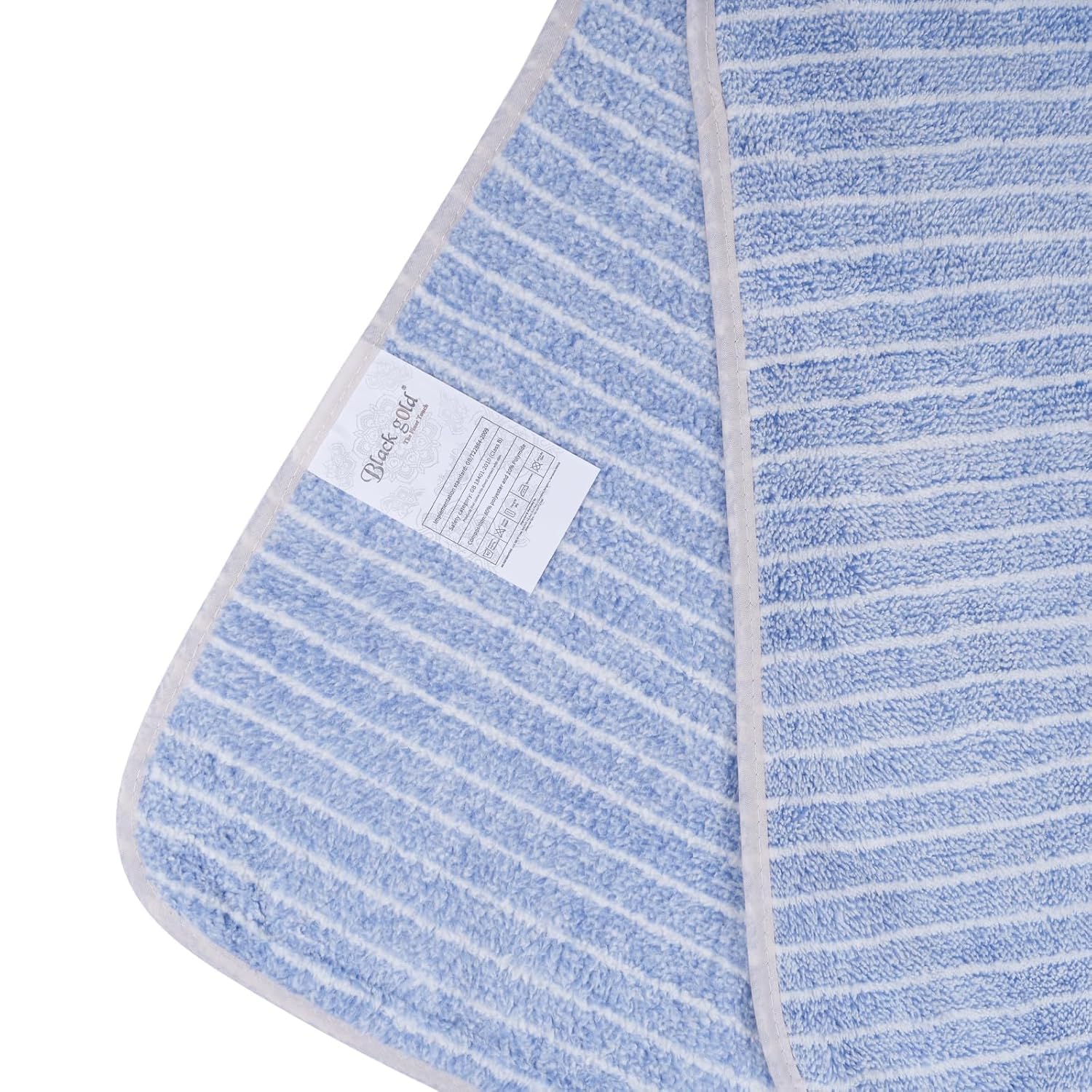 Black Gold The Finer Touch Microfiber Striped Hand Towel 200 Gsm | Soft & Quick Dry, Lightweight & Absorbent Face Towel (Blue) - Pack Of 1