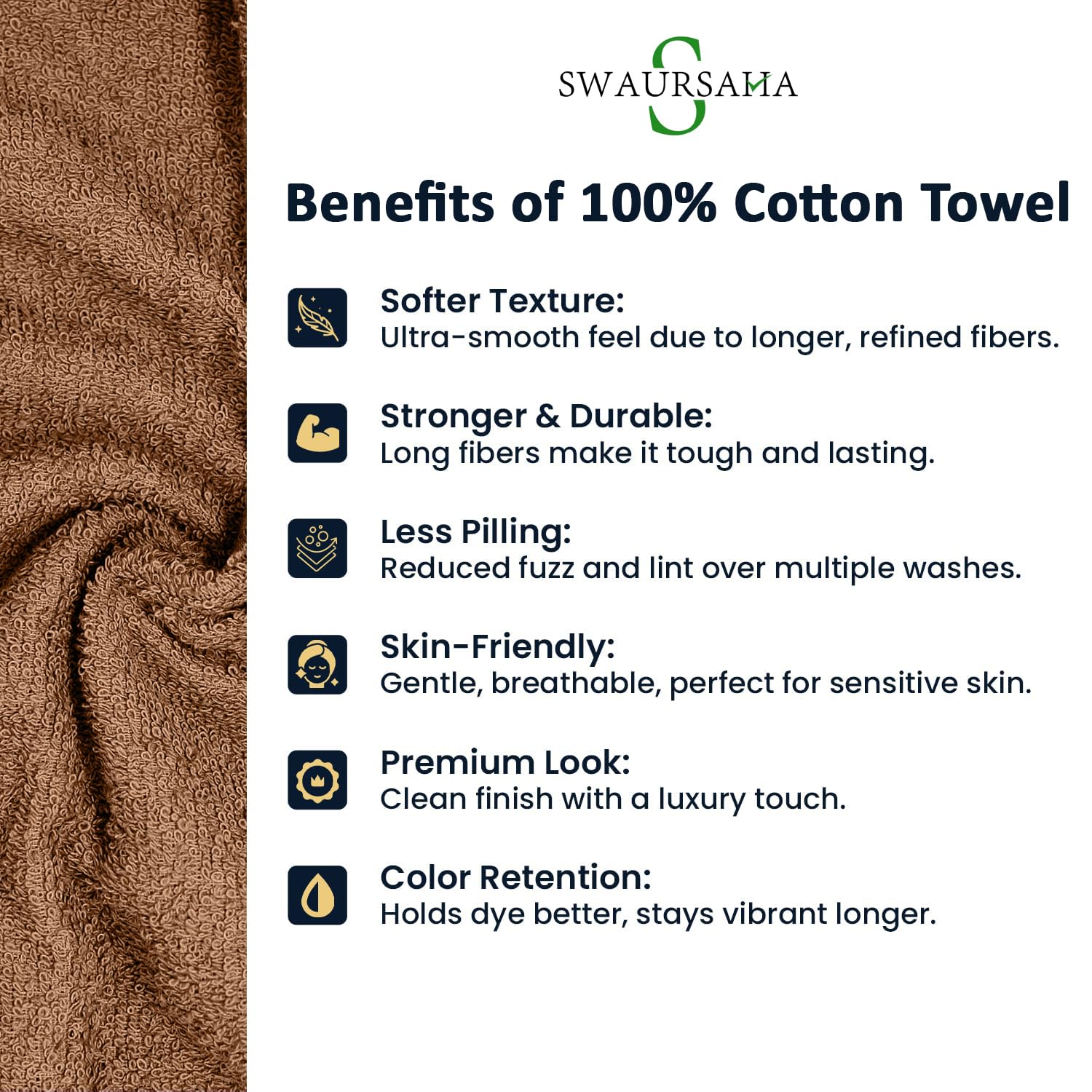 Swaursaha Premium Cotton Hand Towel 200 Gsm | Ultra Soft, Quick Dry, Super Absorbent Towel (Brown)
